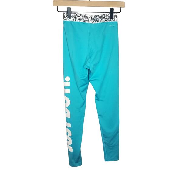 Nike PRO Dri-Fit Mezzo Training Tights Women's XS Turquoise White Logo - Picture 12 of 16